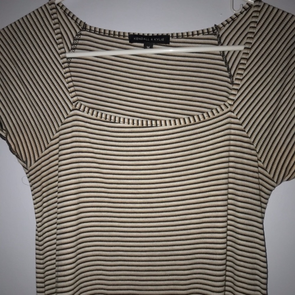 Kendall and Kylie Black and Yellow Striped Dress